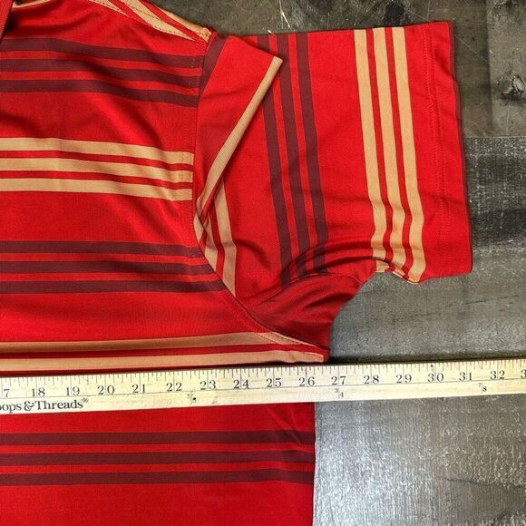 Adidas Men’s Size XL ClimaCool Polo Shirt Red Striped Multicolor Short Sleeve - Picture 3 of 6